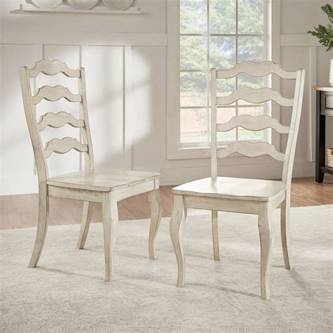 Weston Home Farmhouse Dining Chair With French Ladder Back Set Of 2