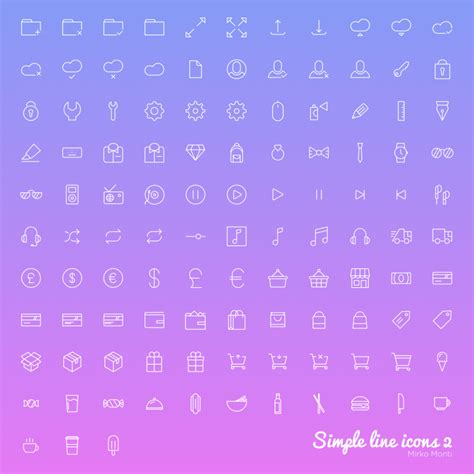 Free 100 Simple Line Icons Set For Web And Ui Design At Freepsdcc
