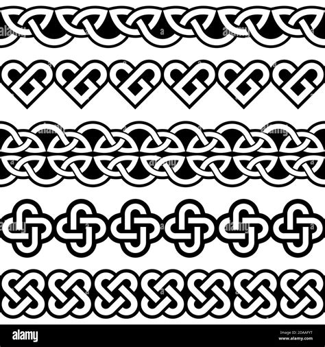 Irish Celtic Vector Seamless Vector Braided Patterns Collection Border