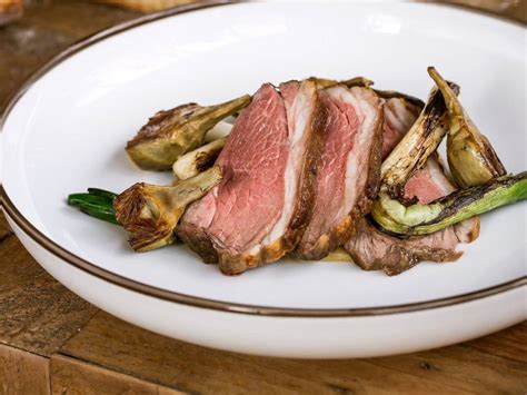 Roasted Lamb With Charred Onions Artichokes And Salsify Purée Recipe