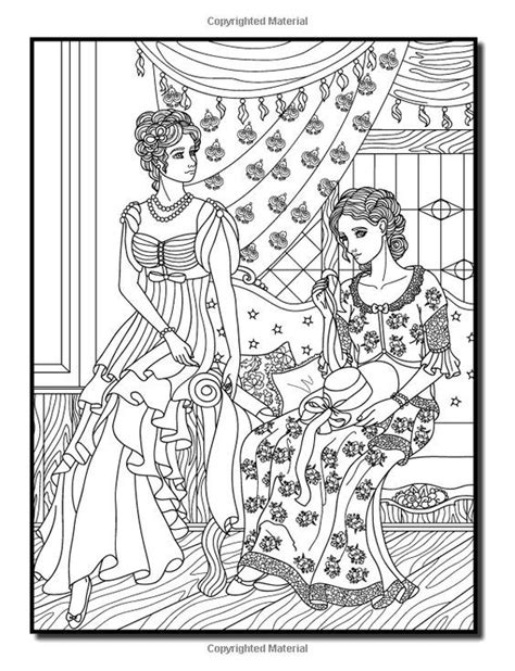 An Adult Coloring Book With Two Women Sitting In Front Of A Window And One Is Holding A