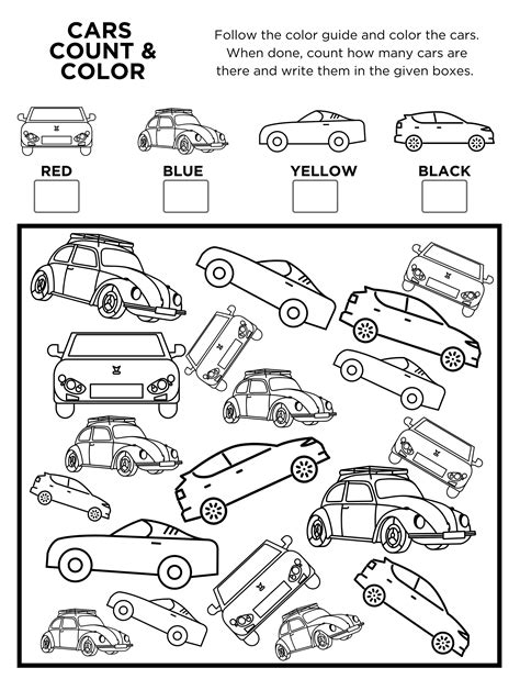 Free Printable Cars I Spy Count And Color Activity Page For Kids