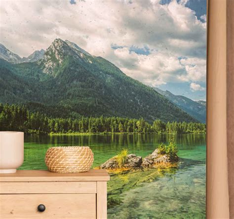 Lake Mountains And Clouds Landscape Murals Tenstickers