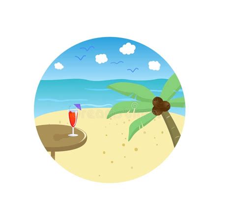 Illustration Of Beach Cute Cartoon Vector Illustration Stock