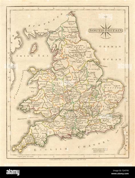 Antique Map Of South Britain By John Cary Original Outline Colour 1793