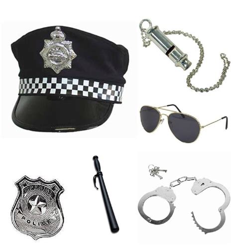 Policeman Cop Police Fancy Dress Costume Accessories Handcuffs Glasses