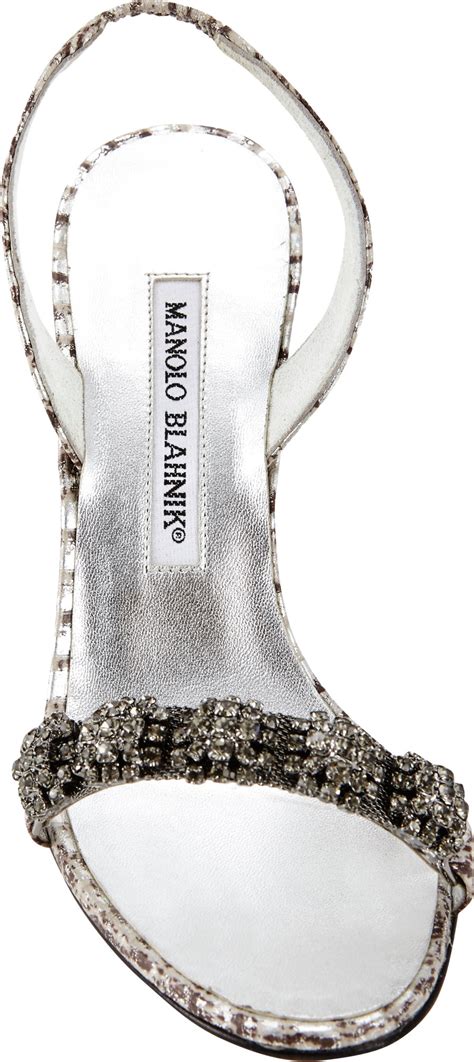 Manolo Blahnik Mirandola Jeweled Slingback Sandals In Metallic Lyst