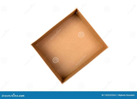 Open Cardboard Box Isolated On White Background Top View Stock Photo
