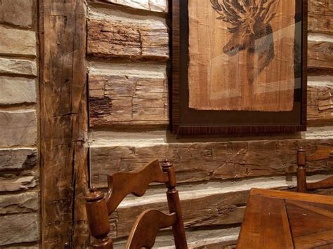 Faux Log Cabin Wall With Wood And Chinkingwe Are Doing This In