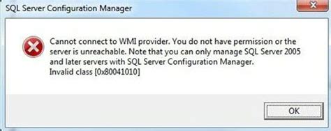 Sql Server Database Administration Cannot Connect To Wmi Provider