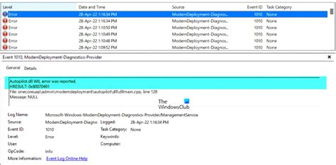 Autopilot Dll Wil Error Was Reported In Windows Windows Service Outlook Calendar Event