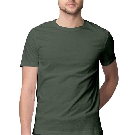 Plain Olive Green Mens Half Sleeves Round Neck T Shirt Nautunkee Mens Half Sleeve Half