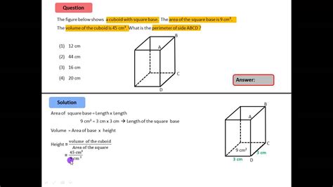 11 Mmc Volume Perimeter Cuboid Solution And Check Youtube