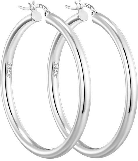 Oaomria 4mm Thick Silver Hoop Earrings For Women Sterling