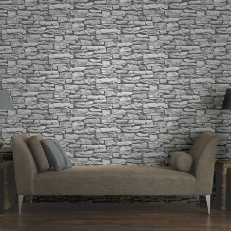 Arthouse Vip Moroccan Stone Wall Grey Brick Effect Photographic