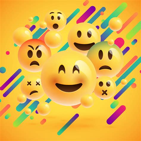 Yellow Emoticons With Abstract Background Vector Illustration 305635