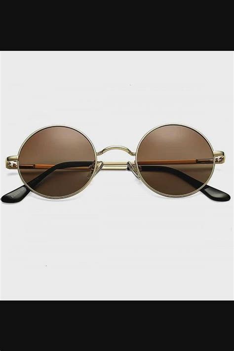 retro small round polarized sunglasses for men women john lennon style gold frame brown