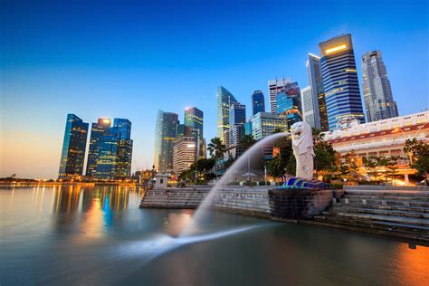 The Merlion Fountain On The Singapore Skyline This Iconic Landmark Is