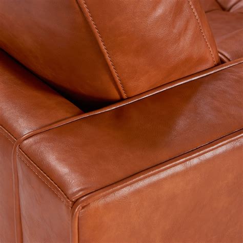 Mid Century Vintage Leather Tufted Sofa Ashton Inmod