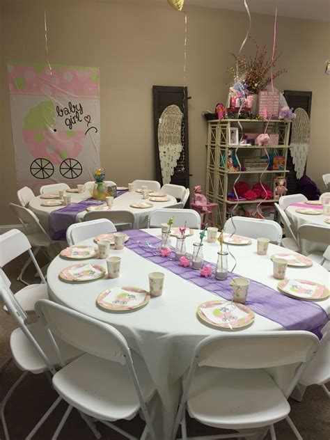 It gives almost the same pros as a party in a hotel, but it offers a romantic atmosphere. Baby shower venue | Baby shower venues, Girl shower, Table ...