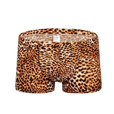 Mens Leopard Print Underwear Boxer Briefs Stretch Shorts Trunks