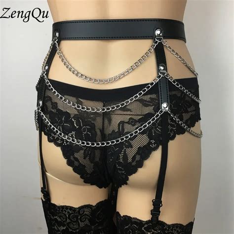 Sexy Harajuku Punk Rock Faux Leather Material Garter Belts Leg Ring With 4 Suspenders Straps And