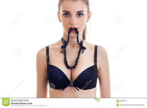 Horizontal Portrait Of A Beautiful Brunette With A Necklace In The