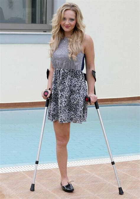 One Leg Woman Crutches