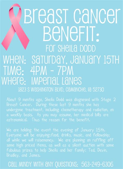 Benefit For Sheila Dodd Breast Cancer Benefit Flyer