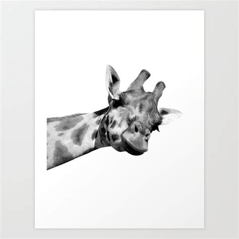 Footprint clipart black and white. Black and white giraffe Art Print by alemi | Society6