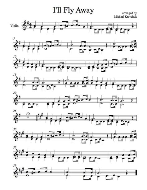 Free Violin Sheet Music For Ill Fly Away As A Violin Duet I Wrote It