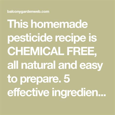 This Homemade Pesticide Recipe Is Chemical Free All Natural And Easy