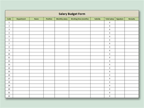 Excel Of Simple Salary Budget Formxlsx Wps Free Templates