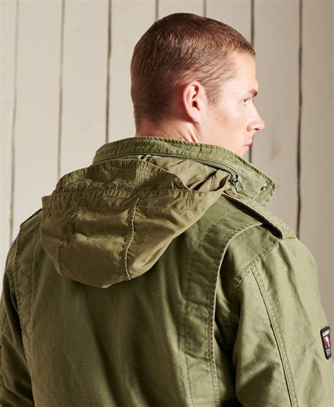 mens military m65 field borg lined jacket in green superdry