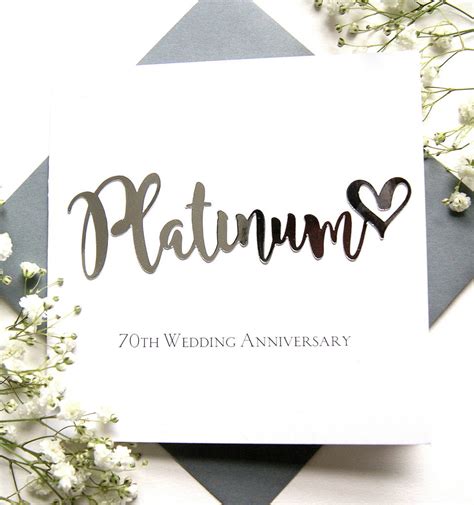 70th Platinum Wedding Anniversary Card By The Hummingbird Card Company