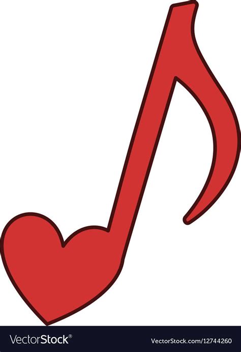 A Red Musical Note With A Heart Shape