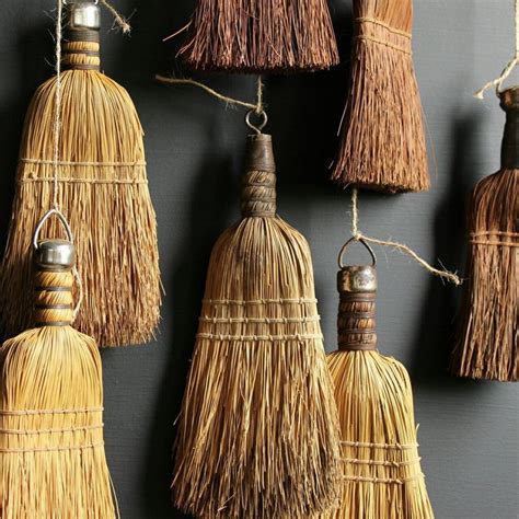Vintage Whisk Broom Primitive Natural Bristle Wire Wrapped Handle