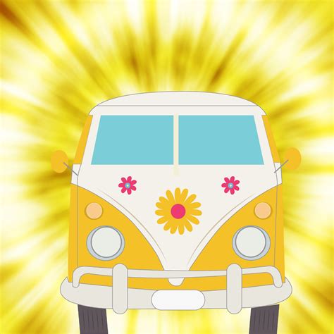 Hippie Tie-dye Retro VW Van Free Stock Photo - Public Domain Pictures