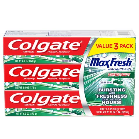 Colgate Max Fresh Toothpaste With Breath Strips Clean Mint 60 Oz 3