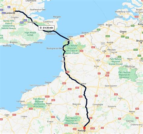 Map Showing Location Of Tunnel Train From London To Paris