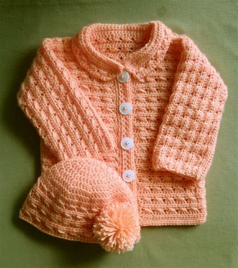 Baby Girl Or Boy Sweater Jacket And Hat Crochet Pattern 24 Months