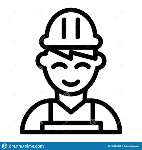 Builder Line Icon Engineer Vector Illustration Isolated On White Stock