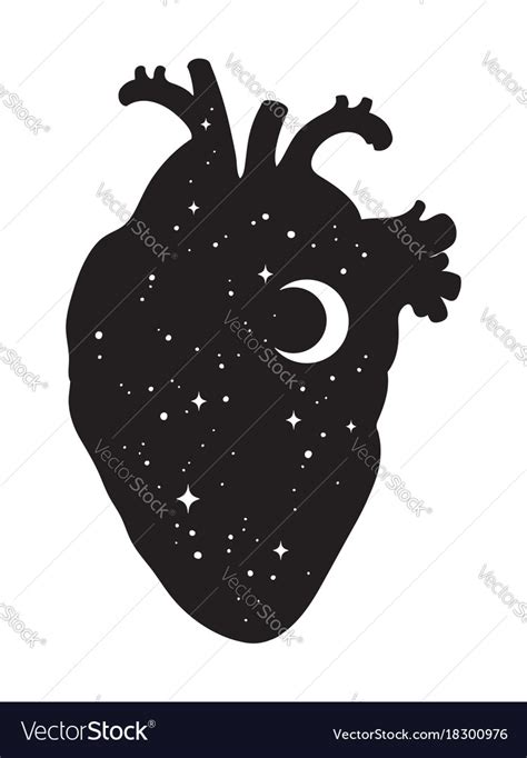 Silhouette Human Heart With Universe Inside Vector Image