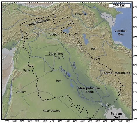 Location Map Of The Euphrates Tigris River System Black Box Shows The