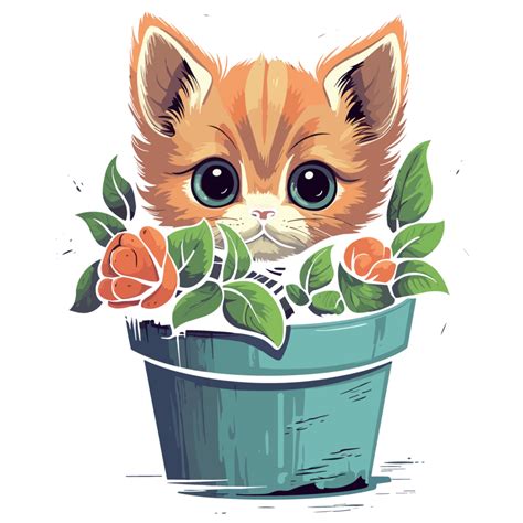Adorable Kitten Peeking Out From Plant Ai Generated 24477169 Png