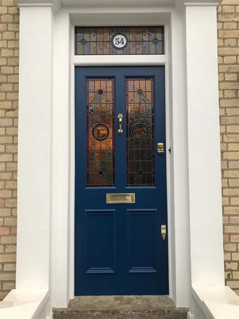 Victorian Style Front Door With Stained Glass And New Banham Locks