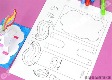 3d Construction Paper Unicorn Craft Printable Template Mobitool