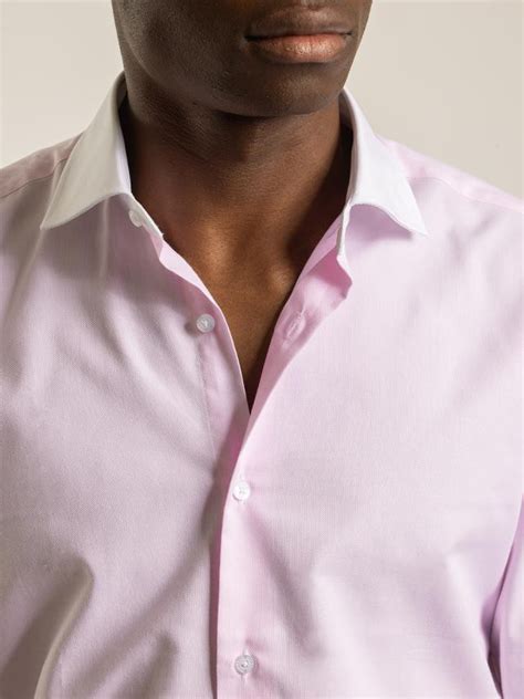 Pink White Contrast Collar Shirt Puroego