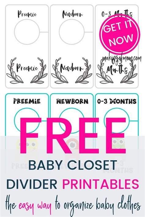 The set includes six (6) baby closet dividers: Free Printable Nursery Closet Dividers - Preemie Baby to ...