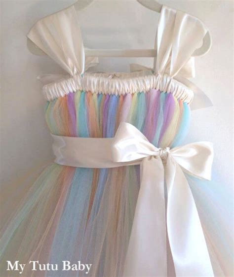 Pastel Rainbow Tutu Dress Birthday Flower Girl Wedding